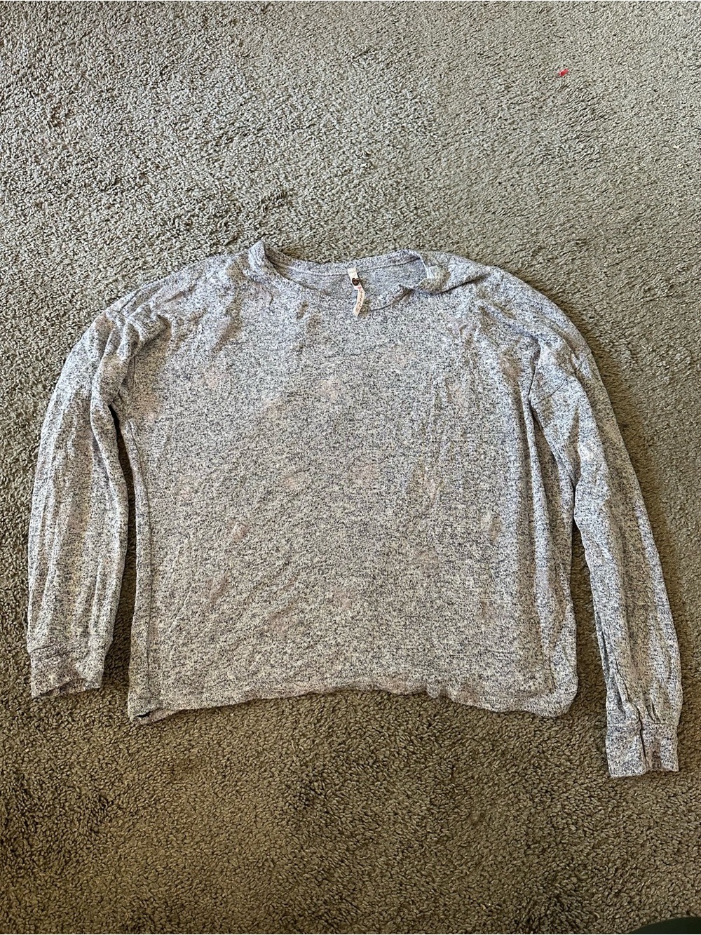 Poof! Heathered Light Gray Long Sleeve Top